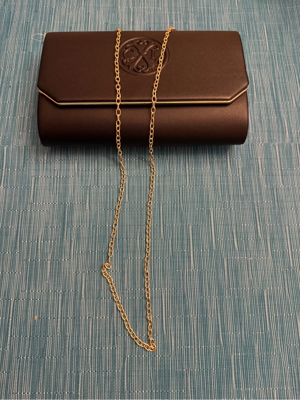 CXL by Christian Lacroix Black Clutch Detachable Chain Strap Gold Snap 9”x6”